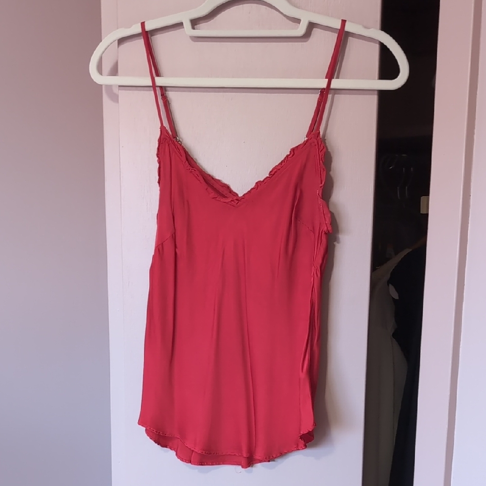 Wilfred Coral Red Lace-Trim Satin Camisole